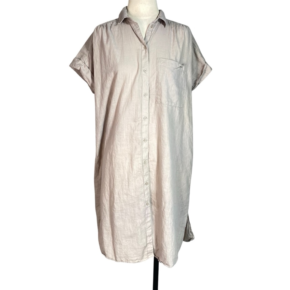 Cotton Button Down Shirt Dress